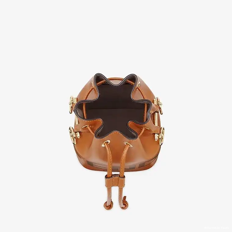 Affordable Affordable Mon Tresor Logo Fendi Calf ROMA Bucket Brown Bag Mini Leather In 0225