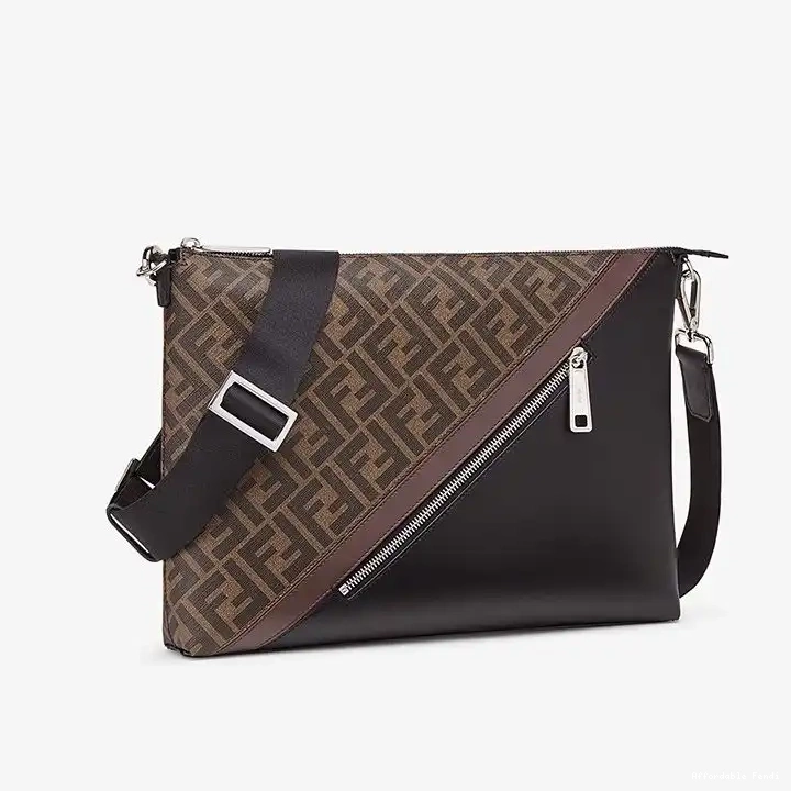 Cheap Affordable Bag Brown Messenger Fendi Fabric Slim FF Motif In 0213