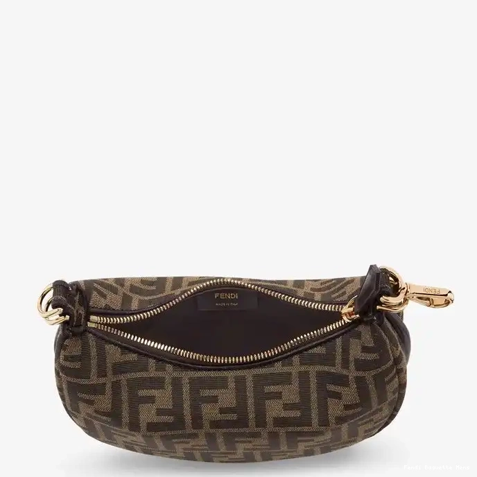 Cheap Affordable Mini Fendigraphy Fabric In Motif Bag Hobo Fendi Brown FF 0215