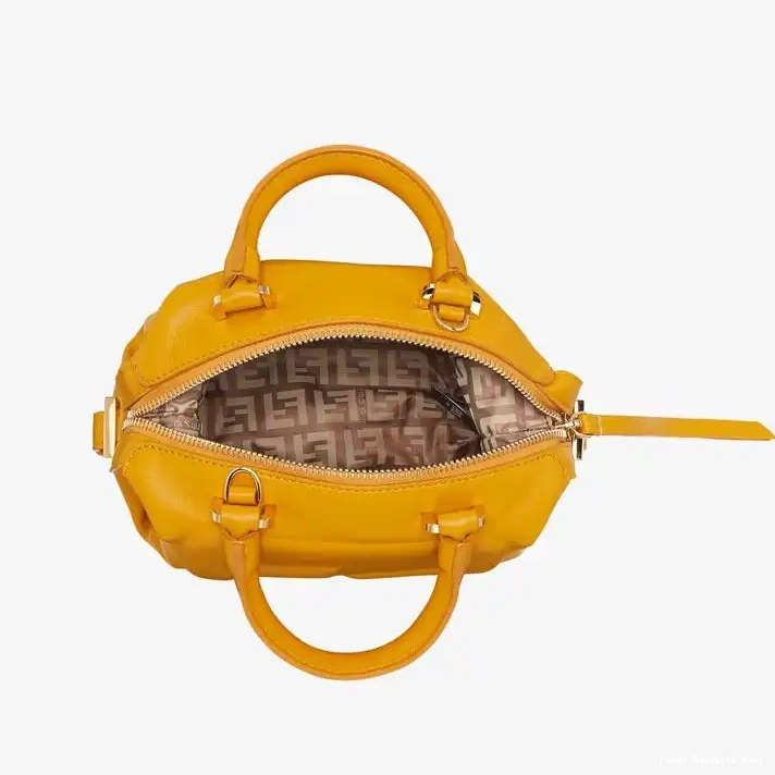 Cheap Affordable Yellow FF Leather Fendi Bag Nappa Mini In Cube 0220