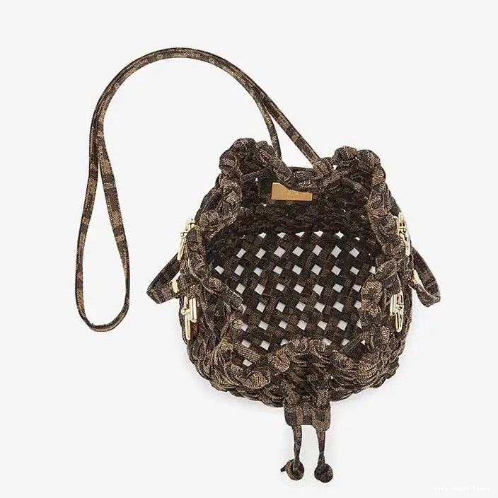 Affordable Affordable Fabric Fendi Mini Bucket Interlace Mon Tresor Coffee In Bag 0226