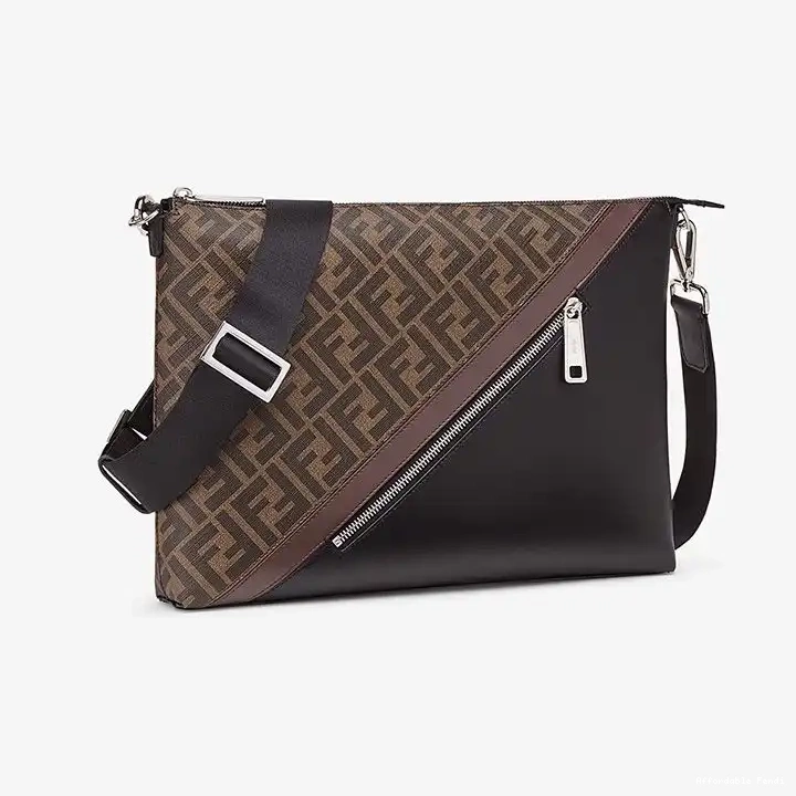 Affordable Affordable Slim Bag Motif FF In Fendi Brown Fabric Messenger 0215