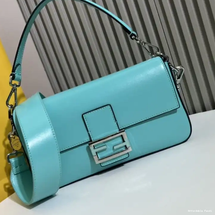 Cheap Affordable Bag Baguette Leather Tiffany Smooth Blue In Fendi Medium 0213