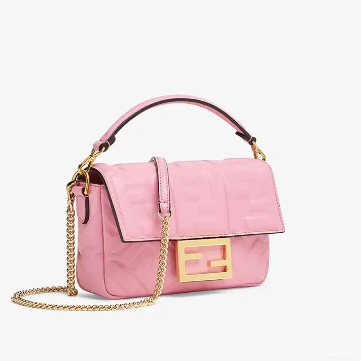 Cheap Affordable Pink Bag Baguette Nappa Motif Mini Leather FF In Fendi 0222