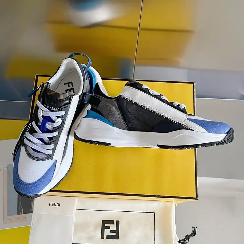 Affordable Affordable Fendi Flow Sneakers Men Mesh and Suede Blue 0206