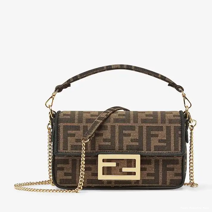 Affordable Affordable Mini Fabric Baguette In FF Fendi Motif Bag Brown 0218