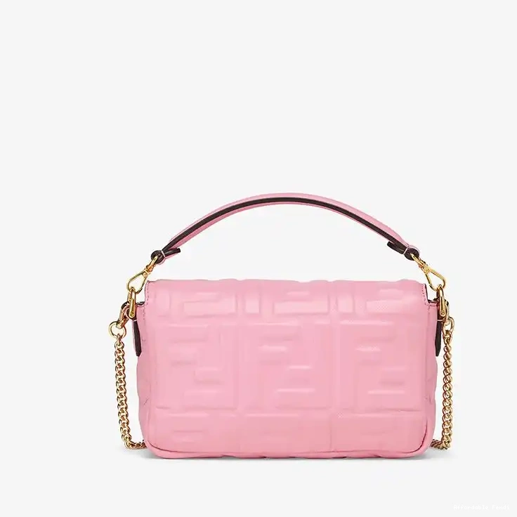 Cheap Affordable Pink Bag Baguette Nappa Motif Mini Leather FF In Fendi 0222