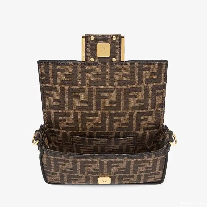 Affordable Affordable Baguette Fabric FF Motif Bag Brown Fendi Mini In 0210