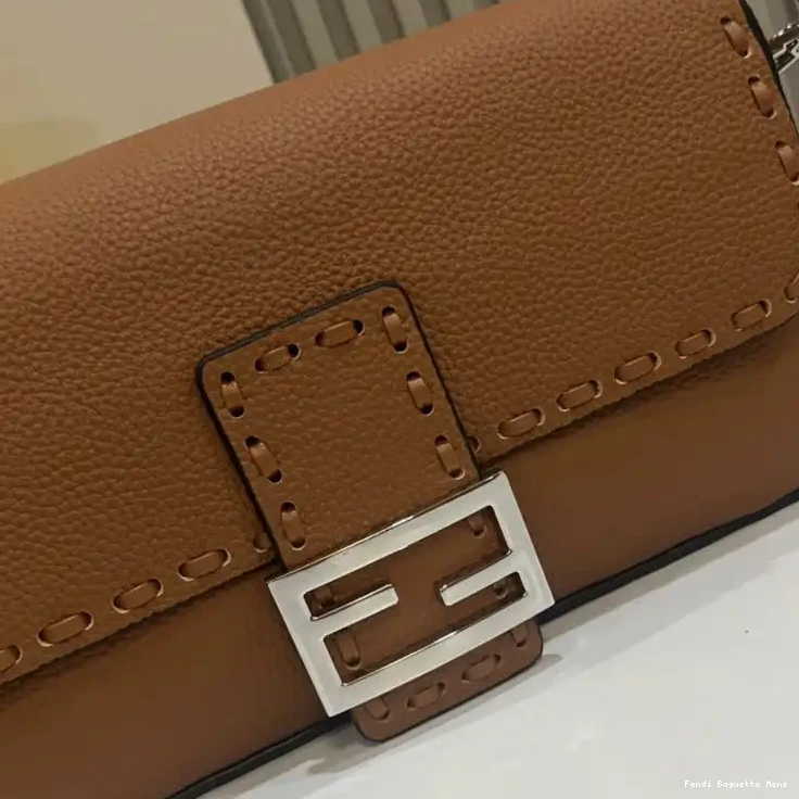 Affordable Affordable Romano Leather Selleria Medium In Cuoio Brown Fendi Bag Baguette 0221