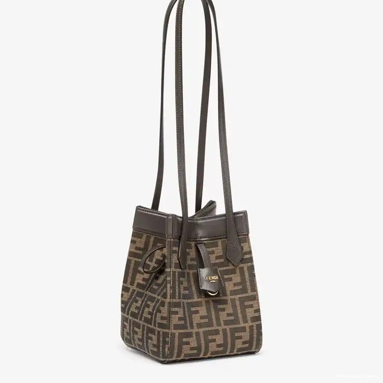 Cheap Affordable Origami FF Mini Fabric Bag In Fendi Brown Motif 0224