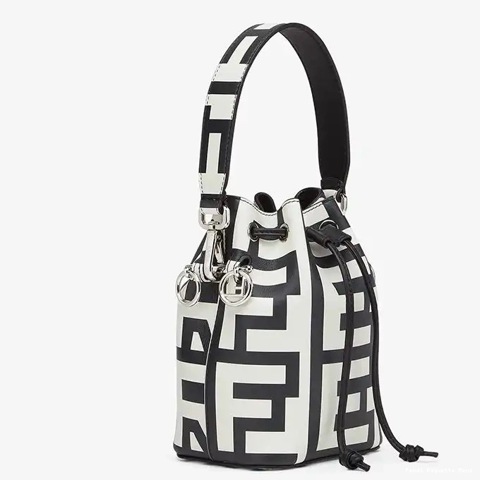 Cheap Affordable Leather Tresor Mini Bucket Capsule Fendi Roma Fendi Mon Bag White Black In 0216