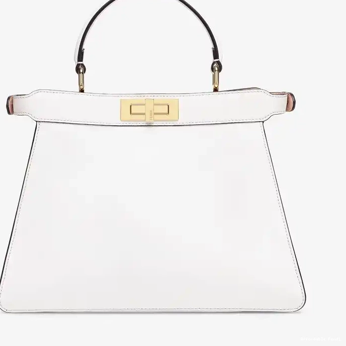 Affordable Affordable Fendi Nappa Peekaboo Laether ISeeU Bag In Medium White 0220