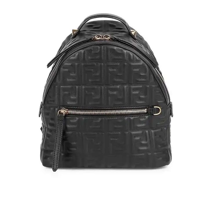 Affordable Affordable Motif Fendi Black Leather Mini Nappa FF Backpack In 0221