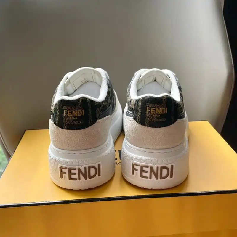 Affordable Affordable Fendi Match Platform Sneakers Women FF Motif Fabric and Suede Brown White 0205