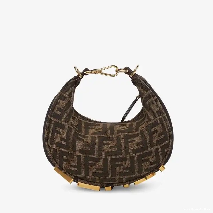 Cheap Affordable Mini Fendigraphy Fabric In Motif Bag Hobo Fendi Brown FF 0215