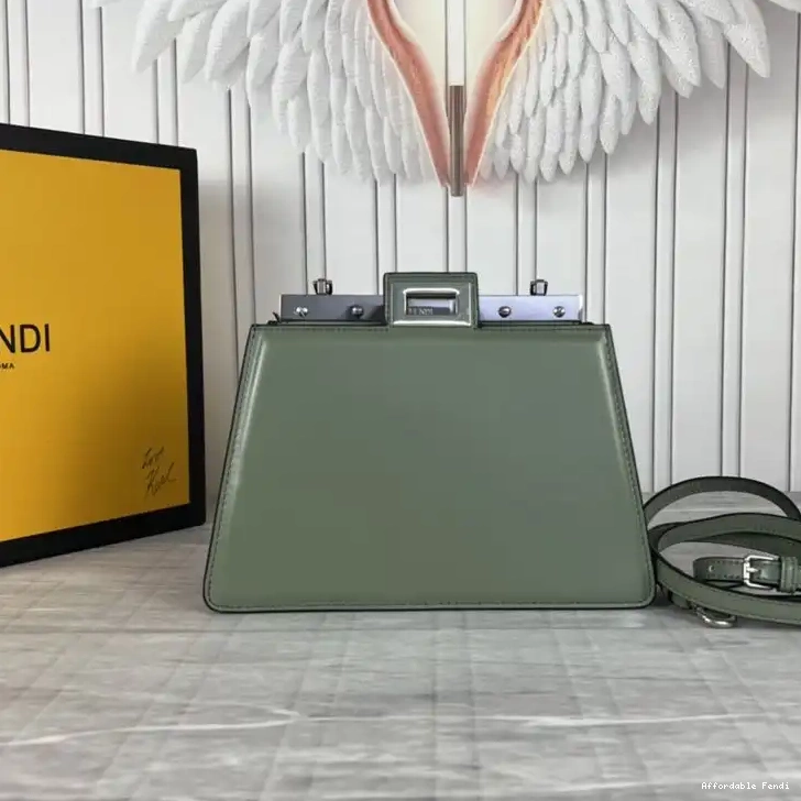 Affordable Affordable Cut Green Peekaboo Leather Bag Mini Fendi In Calf 0222