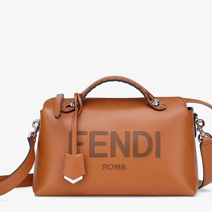 Cheap Affordable Way In By Medium Brown Fendi Leather Calf The ROMA Bag Logo Boston 0225