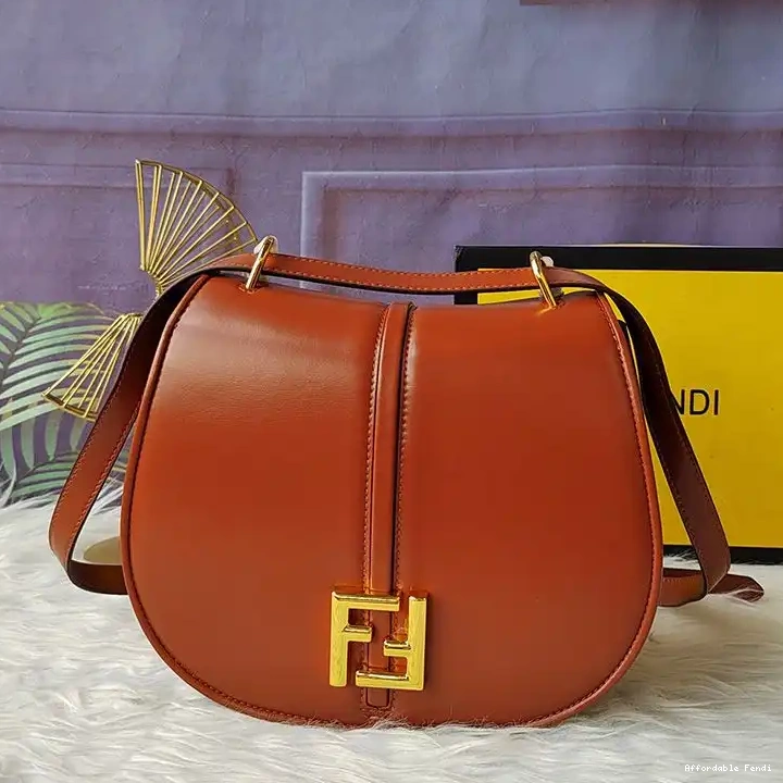 Cheap Affordable Calf In Fendi Medium C'mon Bag Brown Leather 0208