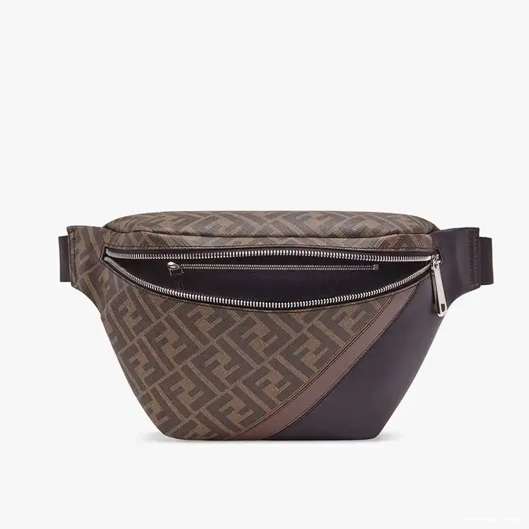 Affordable Affordable Fendi Motif In Belt Coffee FF Brown Bag Fabric 0222