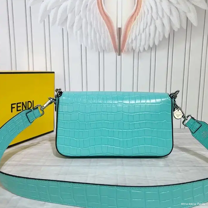 Affordable Affordable Medium Fendi Leather Blue In Bag Baguette Crocodile Tiffany 0219