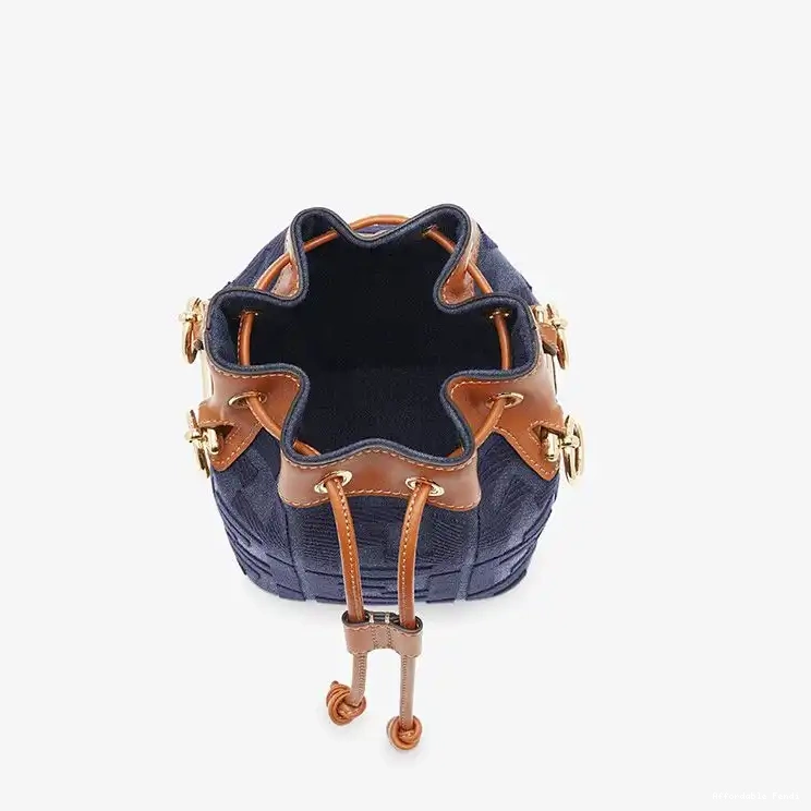 Affordable Affordable In FF Bag Motif Blue Mini Mon Fendi Tresor Canvas Bucket 0224