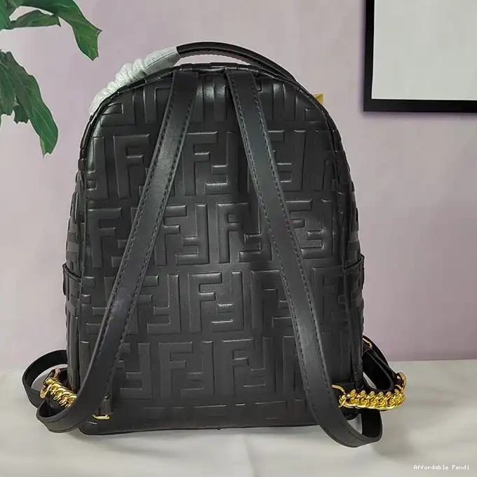 Affordable Affordable Nappa In Mini Black Leather Motif Fendi Backpack FF 0208