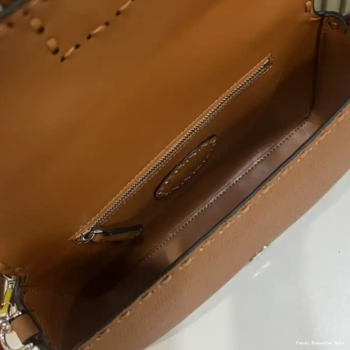 Affordable Affordable Romano Leather Selleria Medium In Cuoio Brown Fendi Bag Baguette 0221