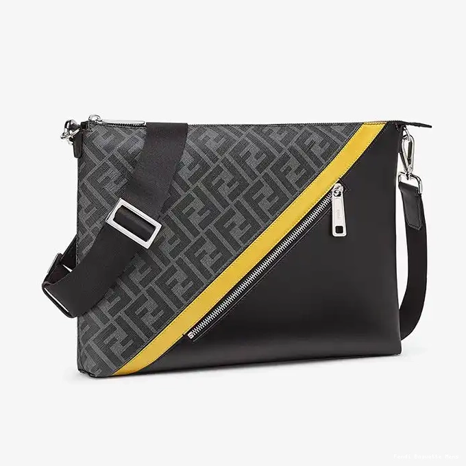 Cheap Affordable Motif Fendi In FF Slim Bag Fabric Messenger Black 0219