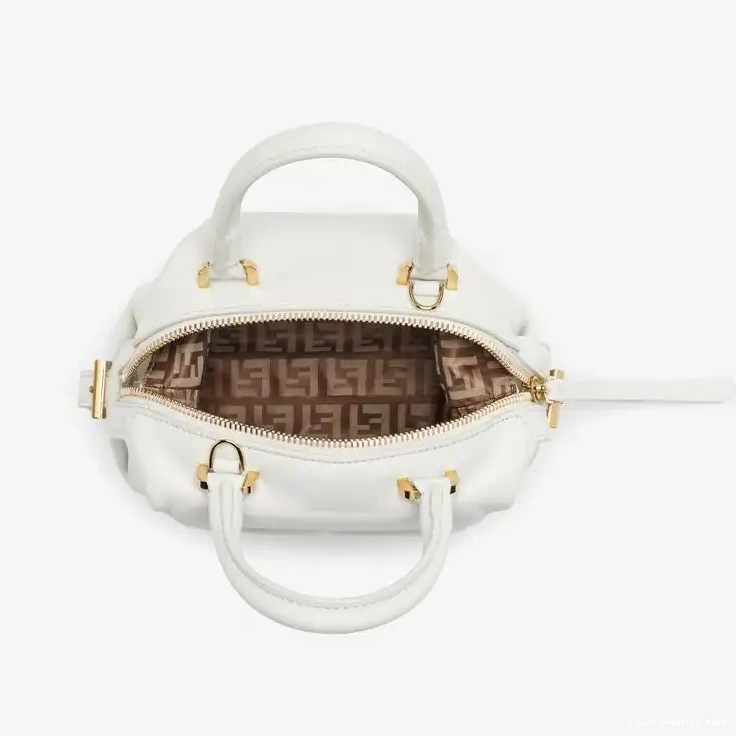 Cheap Affordable White Nappa Cube Bag Mini Fendi Leather In FF 0210