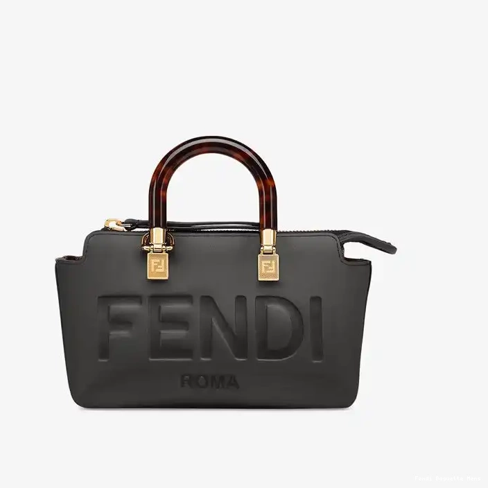 Affordable Affordable Calf Mini The Fendi Leather Boston Logo By Black In Bag Way ROMA 0220