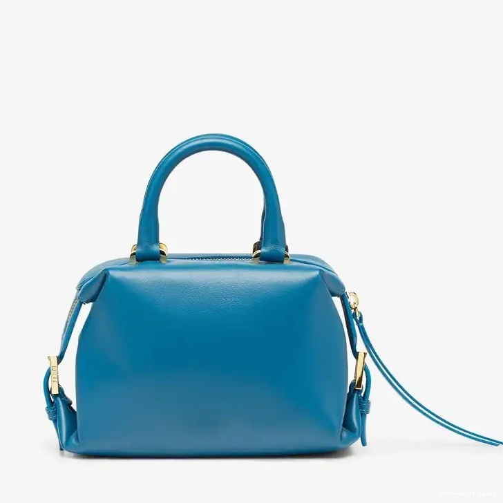 Cheap Affordable Leather Cube In Nappa Blue Bag Fendi FF Mini 0225