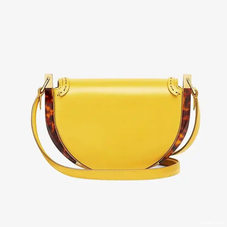 Affordable Affordable Moonlight In Fendi ROMA Calf Yellow Logo Leather Bag 0224