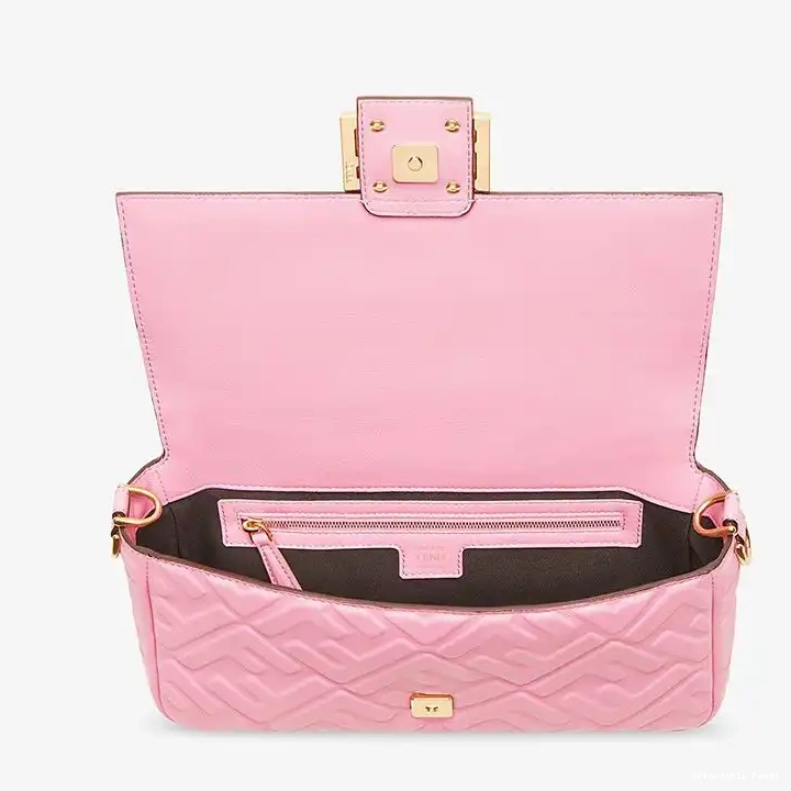 Cheap Affordable FF Motif Nappa Baguette Leather In Fendi Bag Pink Medium 0219