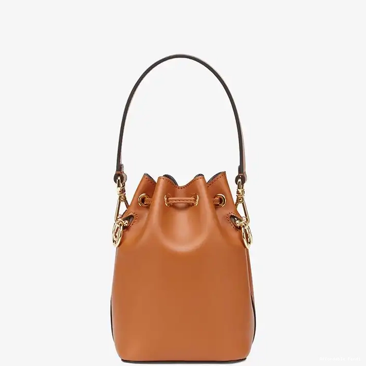 Affordable Affordable Mon Tresor Logo Fendi Calf ROMA Bucket Brown Bag Mini Leather In 0225