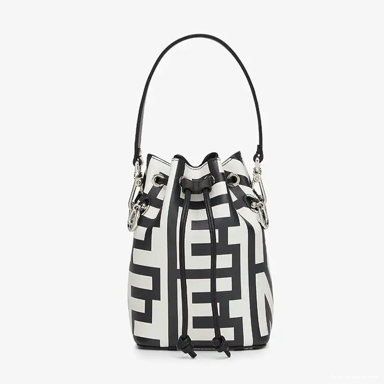 Cheap Affordable Leather Tresor Mini Bucket Capsule Fendi Roma Fendi Mon Bag White Black In 0216