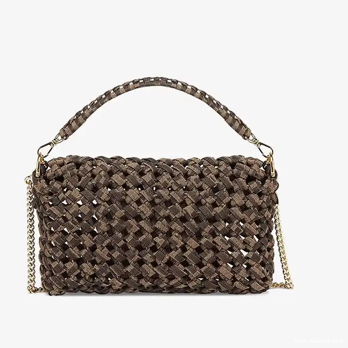 Affordable Affordable Fabric Fendi In Coffee Baguette Interlace Bag Mini 0220