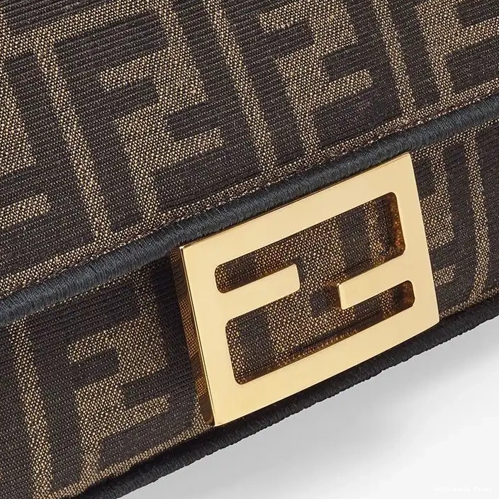 Affordable Affordable Baguette Fabric FF Motif Bag Brown Fendi Mini In 0210