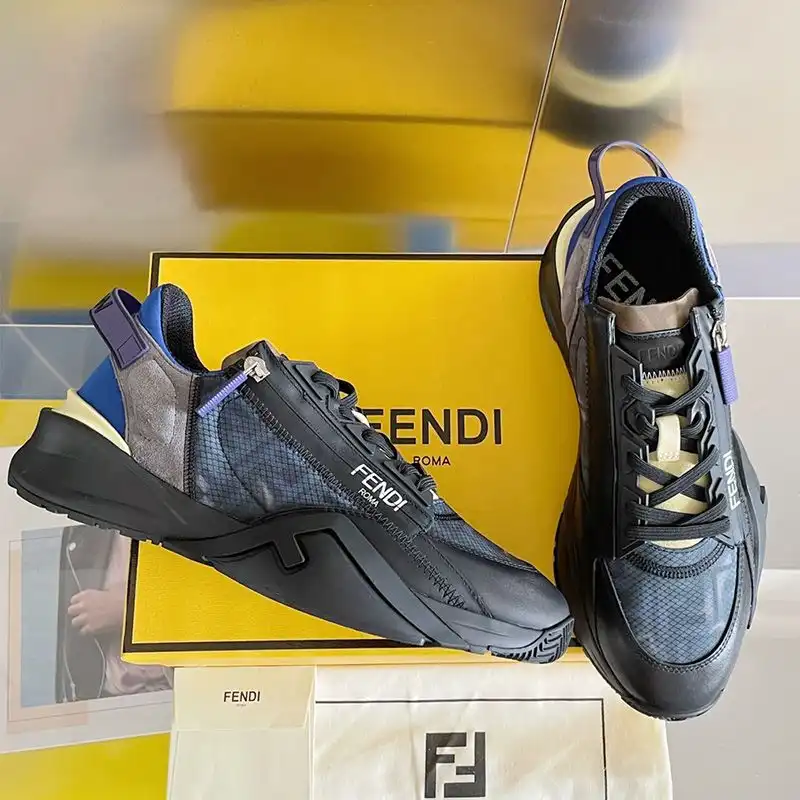 Affordable Affordable Fendi Flow Sneakers Men FF Motif Fabric and Suede Black 0205