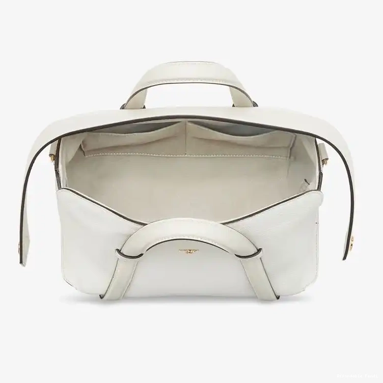 Affordable Affordable Medium Fendi Grained Bag White Leather Boston In 365 0209