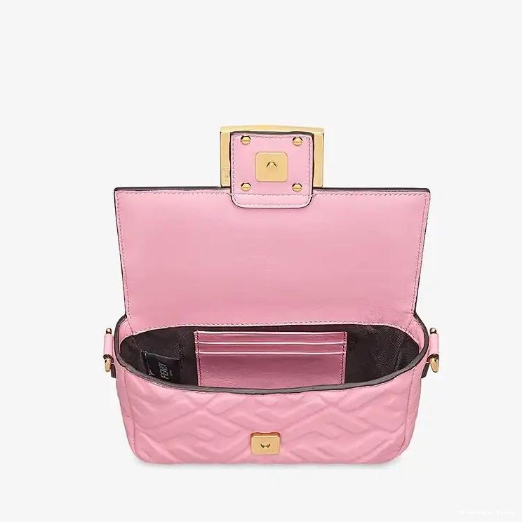 Cheap Affordable Pink Bag Baguette Nappa Motif Mini Leather FF In Fendi 0222