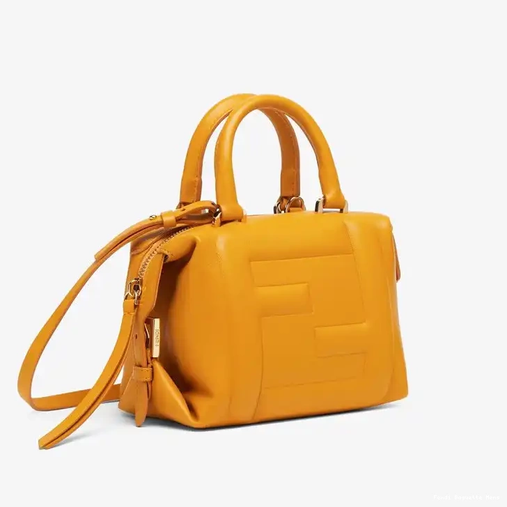 Cheap Affordable Yellow FF Leather Fendi Bag Nappa Mini In Cube 0220