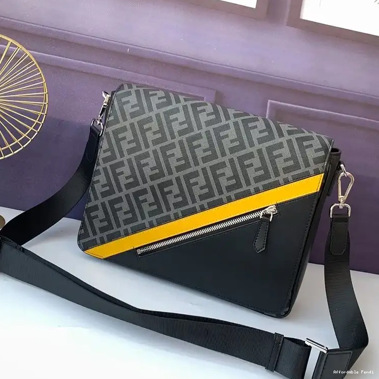 Affordable Affordable Fendi Motif FF Black Bag Large Fabric Messenger In 0222