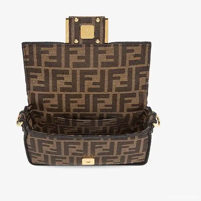 Affordable Affordable Mini Fabric Baguette In FF Fendi Motif Bag Brown 0218