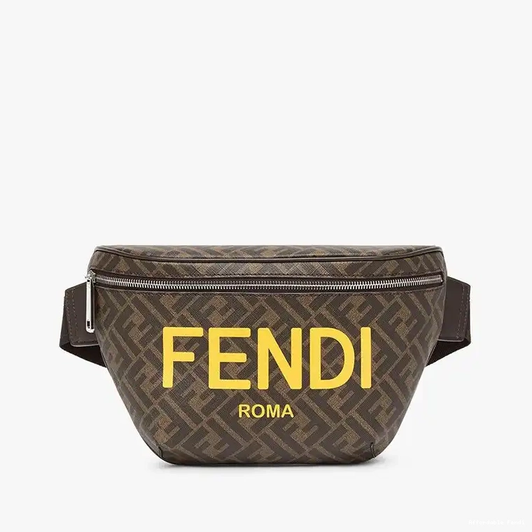 Affordable Affordable Bag ROMA Brown Logo Fendi Fabric FF In Belt Motif 0218