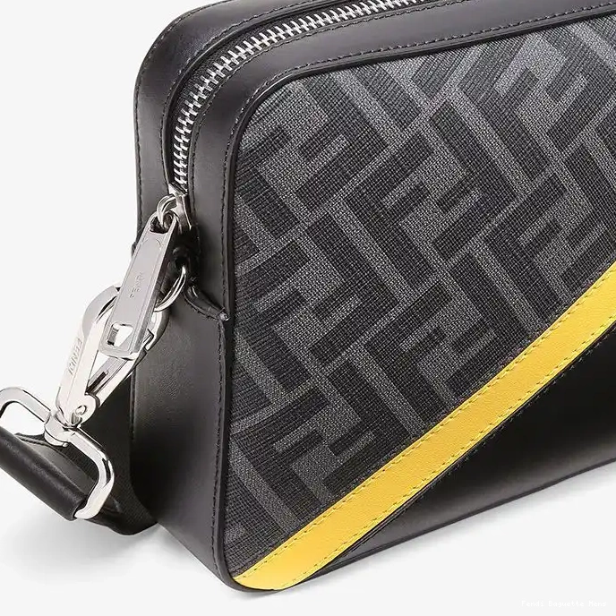 Cheap Affordable Compact Motif Fabric Yellow Case FF Black In Camera Fendi 0226