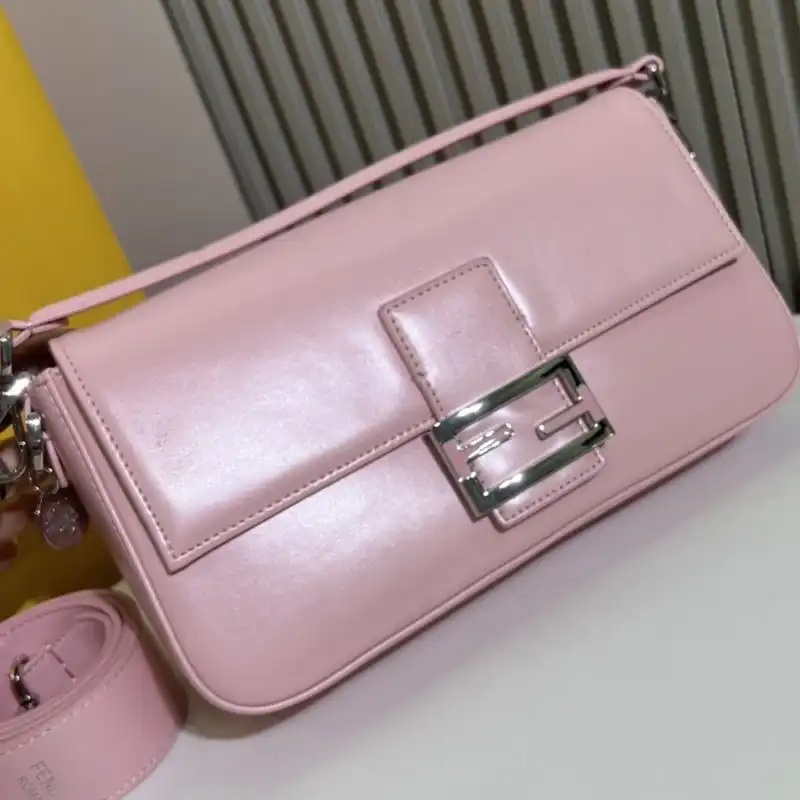 Cheap Affordable Fendi Medium Baguette Bag In Tiffany Smooth Leather Pink 0204