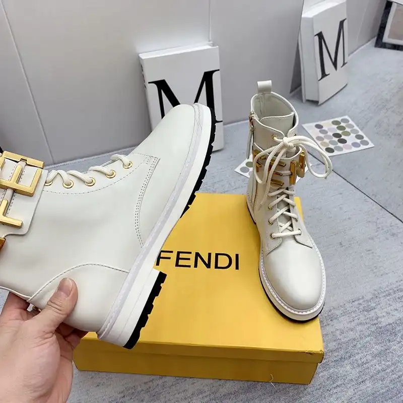 Affordable Affordable Fendi Fendigraphy Combat Boots Women Leather White 0206