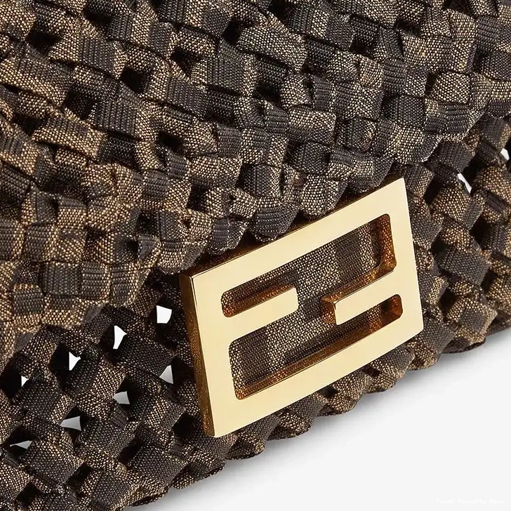 Affordable Affordable Fabric Fendi In Coffee Baguette Interlace Bag Mini 0220