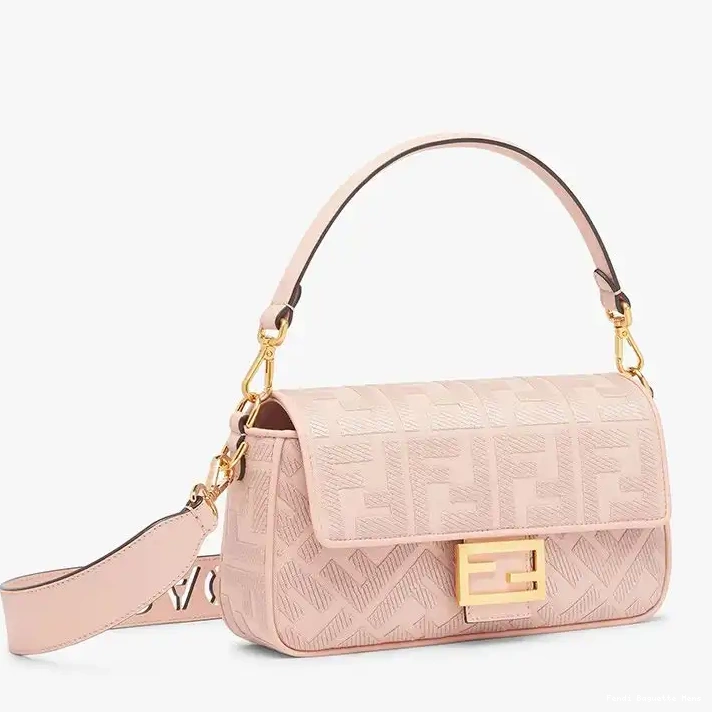 Cheap Affordable Strap In FF Cut Baguette Pink Canvas Motif Fendi with Laser Medium Bag 0216