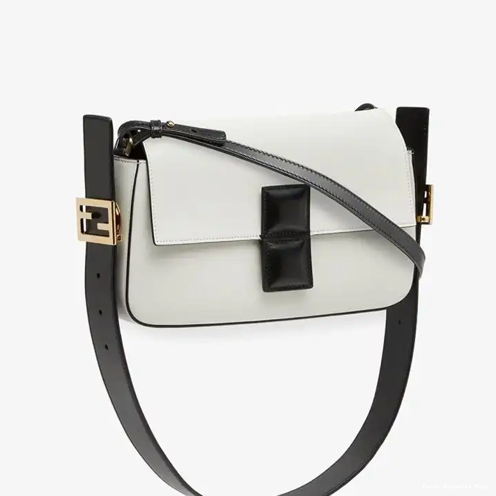 Cheap Affordable Bag Medium Baguette Leather White Fendi In Nappa Twist 0212